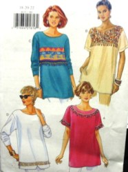 4015 EZ LOOSE PULLOVER SS-LS APPLIQUE/FRINGE TOPS PATTERN 12-22